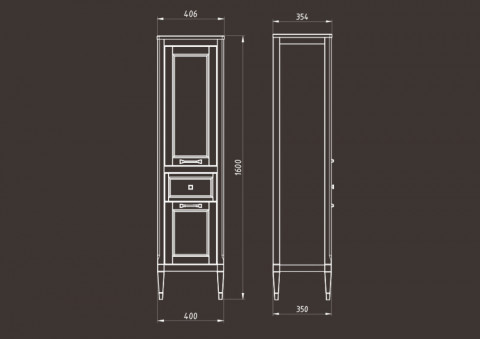 Шкаф-пенал ASB-Woodline Гранда 40 R антикварный орех