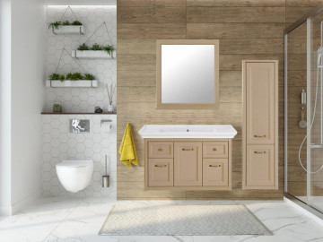 Тумба с раковиной подвесная ASB-Woodline Толедо 105 капучино